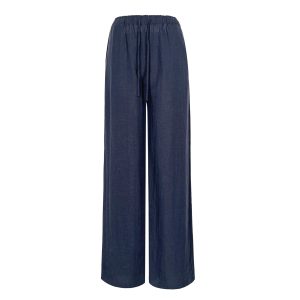 Low-Waist Vintage Tencel Linen Elastic Waist Straight-Leg Pants for Women - Retro 90s Inspired Style