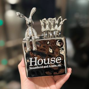 Luxury Stainless Steel Fruit Forks Set with 6 Skewers and Ceramic Storage Jar for Desserts and Fruit