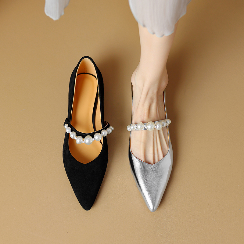 Mary Jane Shoes for Women - Pointed Flat, Soft Comfortable Design, Shallow Mouth Style, Italian Corso Venezia Inspired Footwear