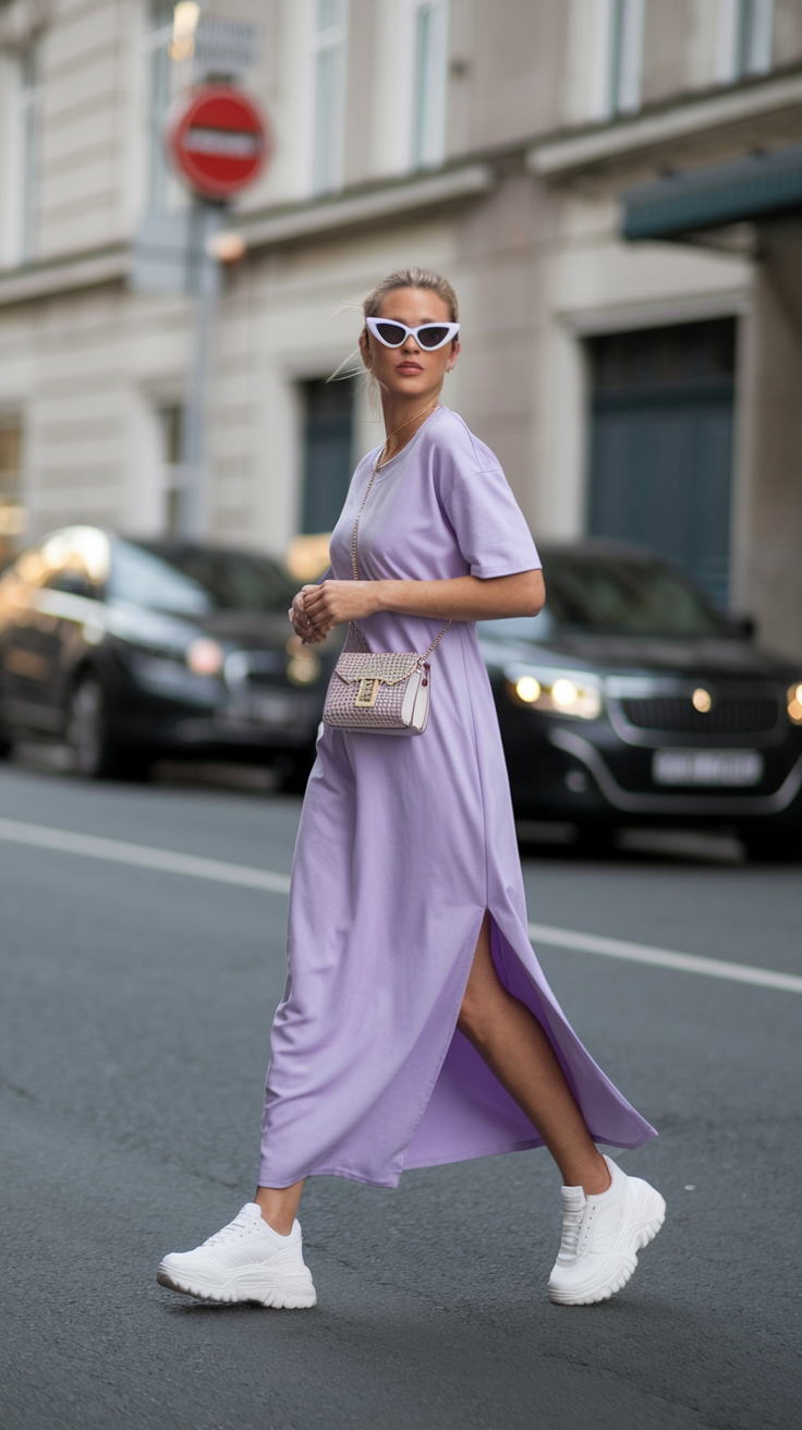 Maxi Dresses with Sneakers for Chic Comfort outfit idea