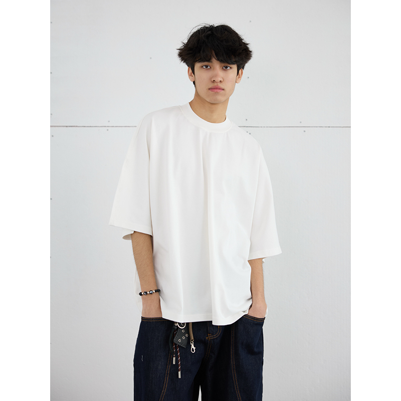 Men's 275g Heavyweight Pure Cotton Seamless Basic Short Sleeve T-Shirt - Loose Fit Spring/Summer Essential