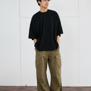 Men's 275g Heavyweight Pure Cotton Seamless Basic Short Sleeve T-Shirt - Loose Fit Spring/Summer Essential