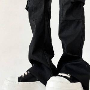 Men's American Retro Thick-Soled Black Platform Shoes, Chunky Canvas Derby Style, Height-Increasing Couples' Footwear