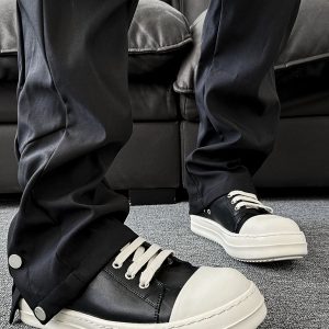 Men's American Style Cleanfit Derby Shoes with Milk-Flavored Sole, Minimalist Canvas Sneakers for High Street Commuting