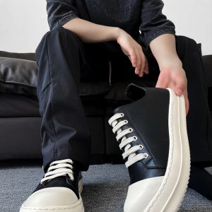 Men's American Style Cleanfit Derby Shoes with Milk-Flavored Sole, Minimalist Canvas Sneakers for High Street Commuting