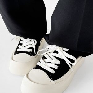 Men's American-Style Oversized Canvas Shoes with Milk-Flavored Sole, Retro Platform Sneakers for Commuting and Training