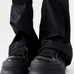 Men's American-Style Thick-Soled Milk-Flavored Leather Shoes, Trendy High Street Black and White Platform Derby Shoes for Women