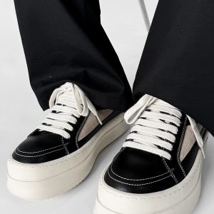 Men's American-Style Thick-Soled Milk-Flavored Leather Shoes, Trendy High Street Black and White Platform Derby Shoes for Women