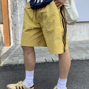 Men's and Women's American Retro Striped Quick-Dry Sports Shorts - Lightweight Breathable Straight-Leg Summer Trendy Five-Point Pants