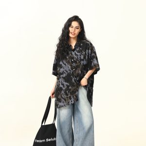 Men's and Women's Irregular Tie-Dye Short Sleeve Shirt - Loose American Street Style Summer Trendy Top