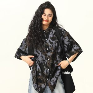 Men's and Women's Irregular Tie-Dye Short Sleeve Shirt - Loose American Street Style Summer Trendy Top