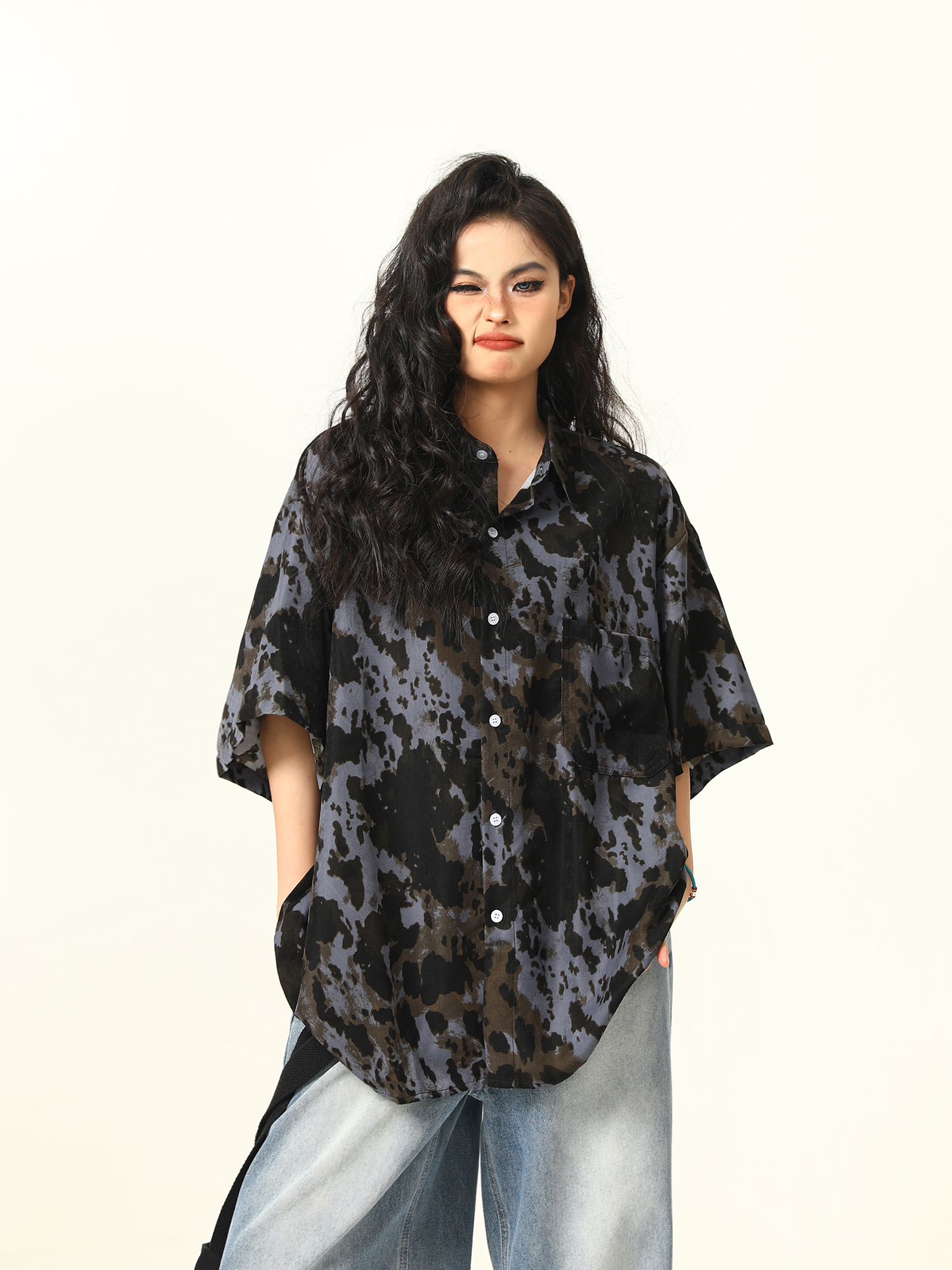 Men's and Women's Irregular Tie-Dye Short Sleeve Shirt - Loose American Street Style Summer Trendy Top Men's and Women's Irregular Tie-Dye Short Sleeve Shirt - Loose American Street Style Summer Trendy Top