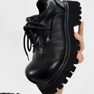 Men's and Women's Paris Mickey Big Head Derby Shoes - Pointed Thick-Soled Height-Increasing Genuine Leather Commuter Style