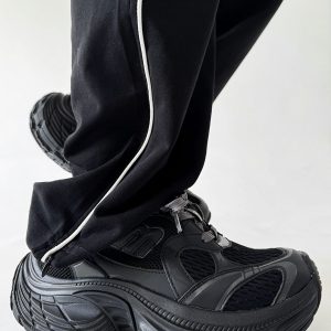 Men's and Women's Vintage Black Thick-Soled Dad Shoes - Height-Increasing Sports Sneakers for Couple, 90s Inspired