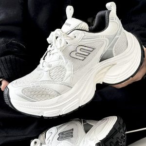 Men's and Women's Vintage Black Thick-Soled Dad Shoes - Height-Increasing Sports Sneakers for Couple, 90s Inspired