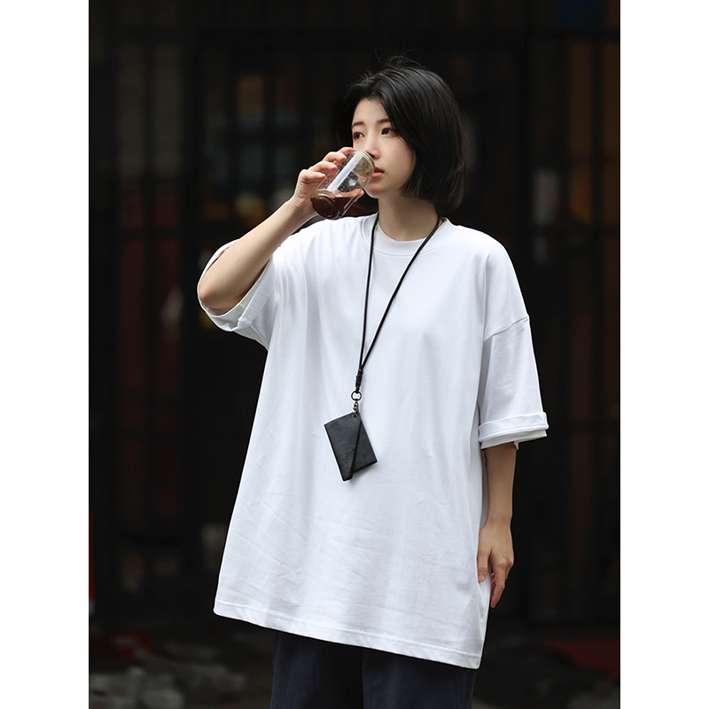 Men's Basic Cotton Undershirt - Loose Fit Short Sleeve, Round Neck, Non-Deformable, Zero Shrinkage, 230g Fabric