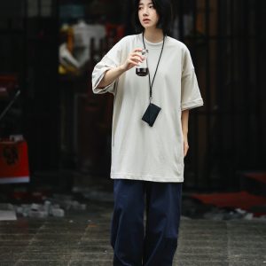 Men's Basic Cotton Undershirt - Loose Fit Short Sleeve, Round Neck, Non-Deformable, Zero Shrinkage, 230g Fabric