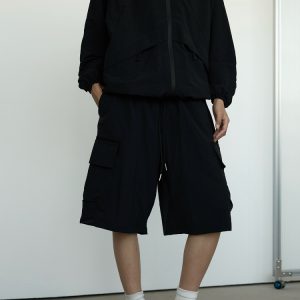 Men's Black Casual Workwear Shorts - Loose Fit Summer Five-Point Pants for Trendy Style