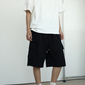 Men's Black Casual Workwear Shorts - Loose Fit Summer Five-Point Pants for Trendy Style