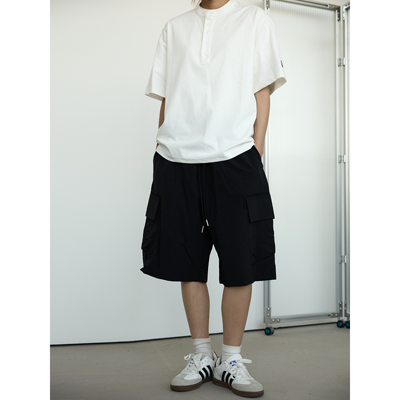 Men's Black Casual Workwear Shorts - Loose Fit Summer Five-Point Pants for Trendy Style