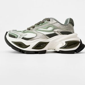 Men's Black Thick-Soled Warrior Dad Shoes - Height-Increasing Heterochromatic Cat-Eye Design, High Street Fashion, Trendy Couple Style