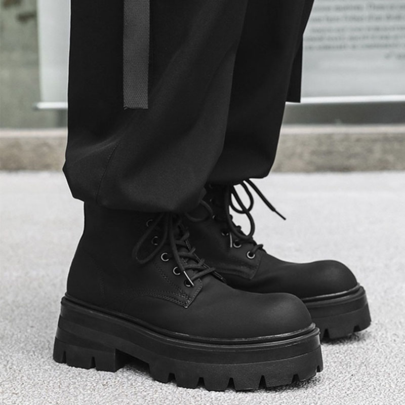 Men's British Style Zipper Chelsea Martin Boots - Height-Increasing Genuine Leather High-Top Thick-Soled Fleece Snow Boots for Autumn & Winter Men's British Style Zipper Chelsea Martin Boots - Height-Increasing Genuine Leather High-Top Thick-Soled Fleece Snow Boots for Autumn & Winter