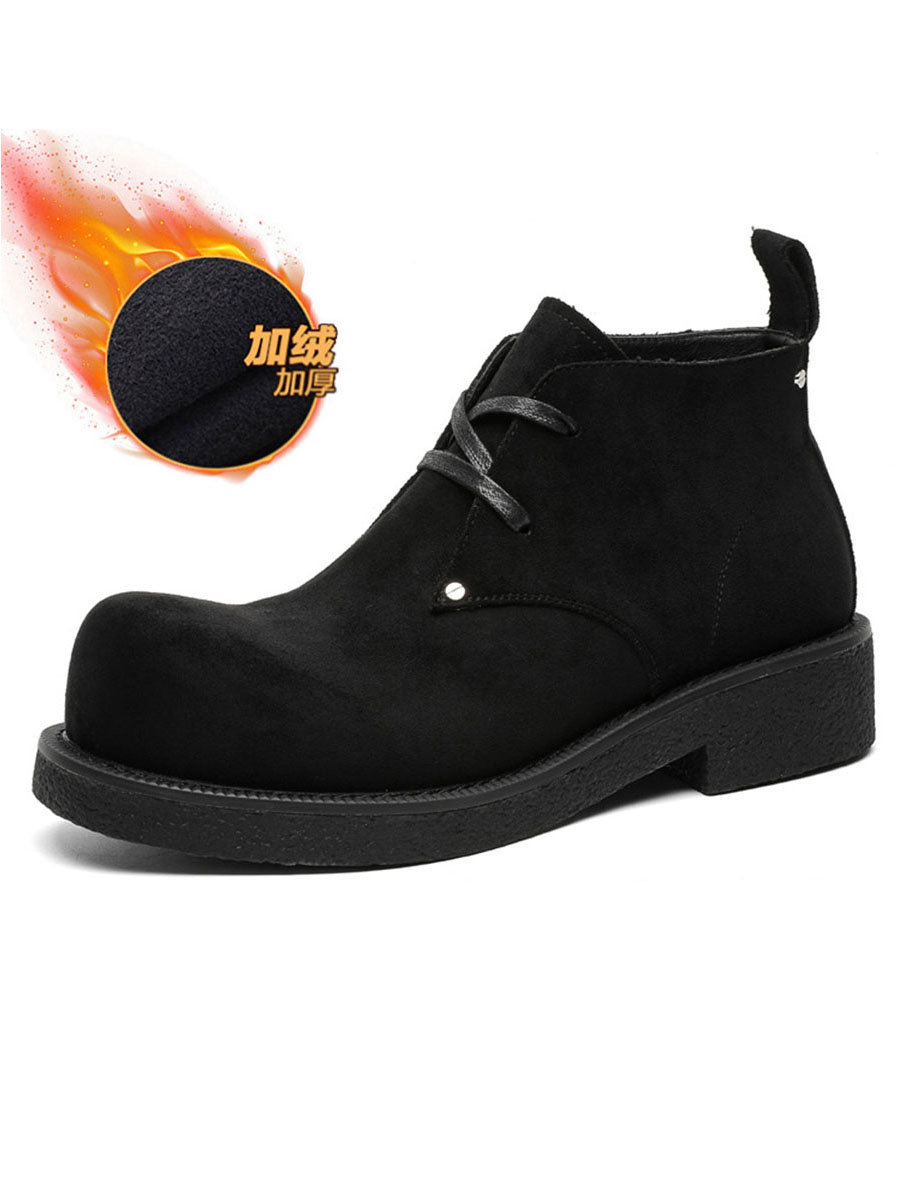 Men's Brown Suede Martin Boots - Round Toe British Style Work Boots for Winter, Big Head Design, Comfortable Derby Shoes Men's Brown Suede Martin Boots - Round Toe British Style Work Boots for Winter, Big Head Design, Comfortable Derby Shoes