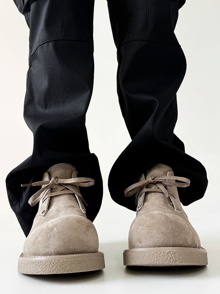 Men's Brown Suede Martin Boots - Round Toe British Style Work Boots for Winter, Big Head Design, Comfortable Derby Shoes Men's Brown Suede Martin Boots - Round Toe British Style Work Boots for Winter, Big Head Design, Comfortable Derby Shoes