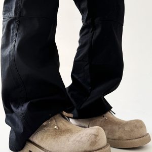 Men's Brown Suede Martin Boots - Round Toe British Style Work Boots for Winter, Big Head Design, Comfortable Derby Shoes