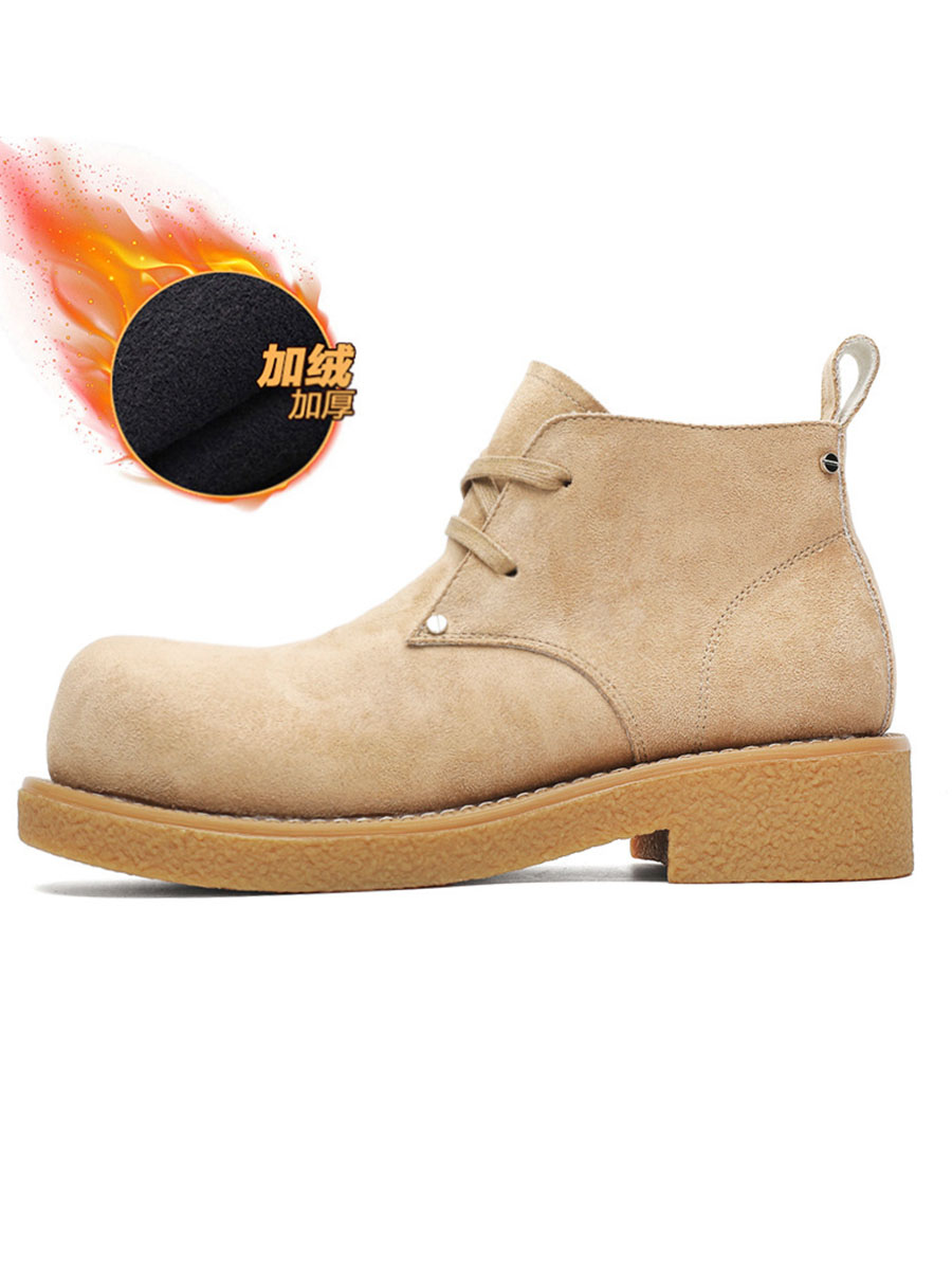 Men's Brown Suede Martin Boots - Round Toe British Style Work Boots for Winter, Big Head Design, Comfortable Derby Shoes Men's Brown Suede Martin Boots - Round Toe British Style Work Boots for Winter, Big Head Design, Comfortable Derby Shoes