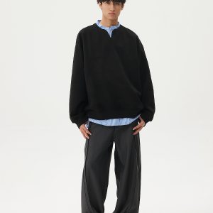 Men's Casual Long-Sleeve Henley T-Shirt, Striped Splicing, Versatile Two-Piece Top, Spring 2025 Fashion, Y2K Inspired