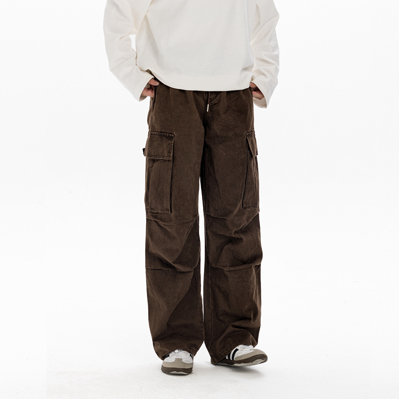 Men's Casual Loose Big Pocket Pants - Foldable Design, Straight Leg, Trendy Spring Fashion