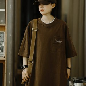 Men's Casual Retro Printed T-Shirt - Summer Loose Fit Round Neck Short Sleeve City Boy Trendy Minimalist Style