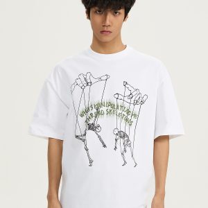 Men's Creative Hand-Painted Pattern Short Sleeve T-Shirt, Loose Fit Pure Cotton Top, Versatile 2025 Style