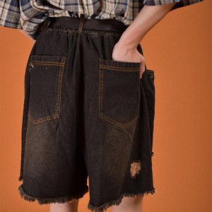 Men's Distressed Vintage Wash Five-Point Shorts - Handmade Cat Scratch Design, Trendy Summer Thin Denim Straight Fit