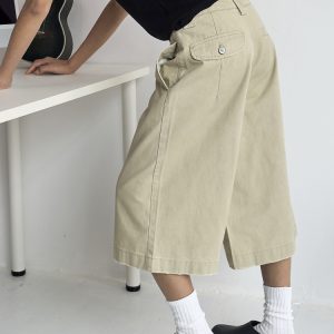 Men's Distressed Work Shorts - American Retro Barn Style, Straight-Cut Seven-Point Pants, Casual Couple's Summer Fashion