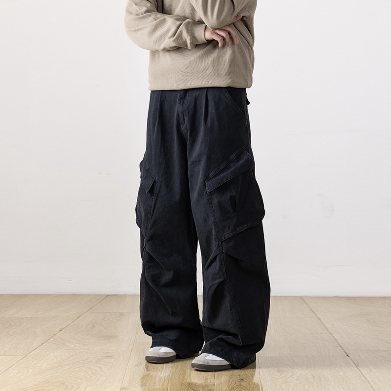 Men's Floor-Length Pleated Draped Casual Pants - Versatile American Style for Autumn, Trendy Workwear and Everyday Fashion
