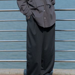 Men's Gray Casual Wide-Leg Sweatpants - Trendy Curved Blade Design for Sports & Everyday Wear, Perfect for Y2K Style