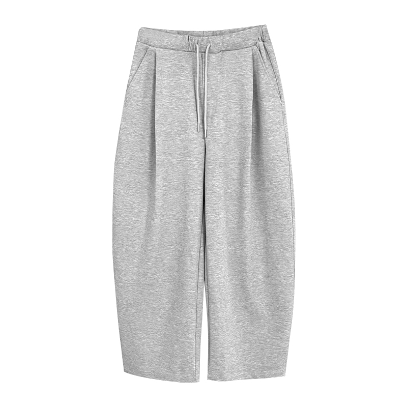 Men's Gray Casual Wide-Leg Sweatpants - Trendy Curved Blade Design for Sports & Everyday Wear, Perfect for Y2K Style