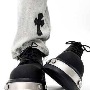 Men's High-End Round-Toe Derby Shoes - Thick-Soled Leather Footwear, Functional British Style, Height-Increasing Design