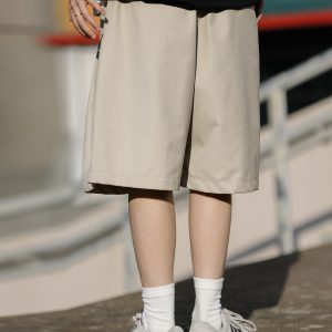 Men's Japanese Retro Summer Loose Shorts - Minimalist Solid Color Five-Point Pants for Trendy Style