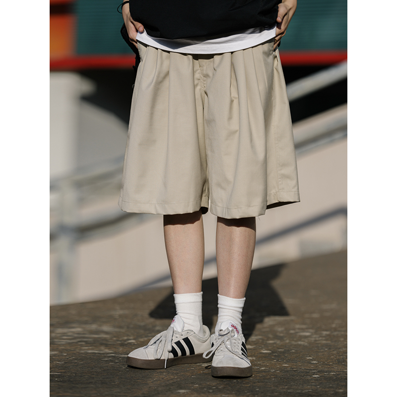 Men's Japanese Retro Summer Loose Shorts - Minimalist Solid Color Five-Point Pants for Trendy Style