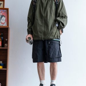 Men's Japanese Retro Summer Solid Color Loose Casual Shorts, Quick-Dry Multi-Pocket Five-Point Sports Pants