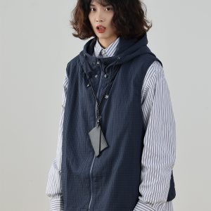 Men's Japanese Spring Hooded Vest - Loose Sleeveless Jacket for City Boy Outdoor Style