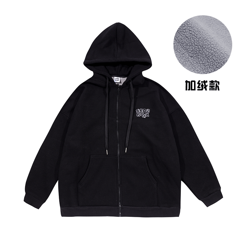 Men's Japanese-Style Fleece-Lined Hooded Sweatshirt, Loose Fit Solid Color Jacket for Autumn and Winter, Versatile City Style Men's Japanese-Style Fleece-Lined Hooded Sweatshirt, Loose Fit Solid Color Jacket for Autumn and Winter, Versatile City Style