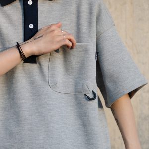 Men's Japanese-Style Heavyweight Cotton Polo Shirt - Short Sleeve Retro Casual Top for Versatile 90s Y2K Fashion