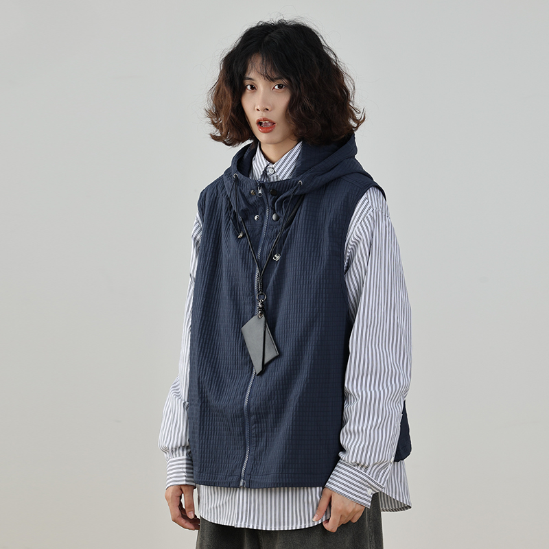 Men's Japanese Style Thin Hooded Vest - Versatile Outdoor Work Jacket for Couples, Trendy Fashion Essential