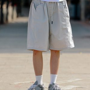 Men's Loose-Fit Japanese Retro Pocket Shorts - Casual Thin Streetwear Five-Point Design