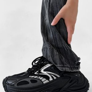 Men's Mech Black Rattlesnake Dad Shoes - Retro 90s Warrior Sports Sneakers for Couples, Stylish Running Footwear, National Trend