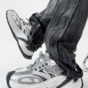 Men's Mech Black Rattlesnake Dad Shoes - Retro 90s Warrior Sports Sneakers for Couples, Stylish Running Footwear, National Trend